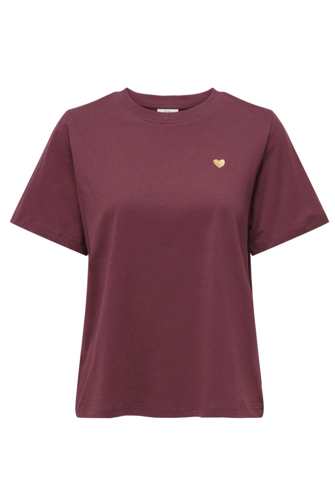 JDYPISA S/S PRINT TOP JRS NOOS 15298612 CABERNET/GOLD HEART